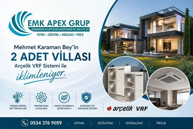 Modern villa ve Arçelik VRF dış üniteleri