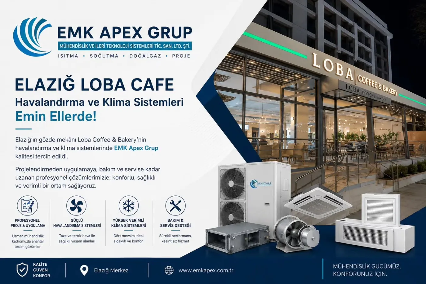 Elazığ Loba Coffee & Bakery iç mekânı ve klima sistemleri
